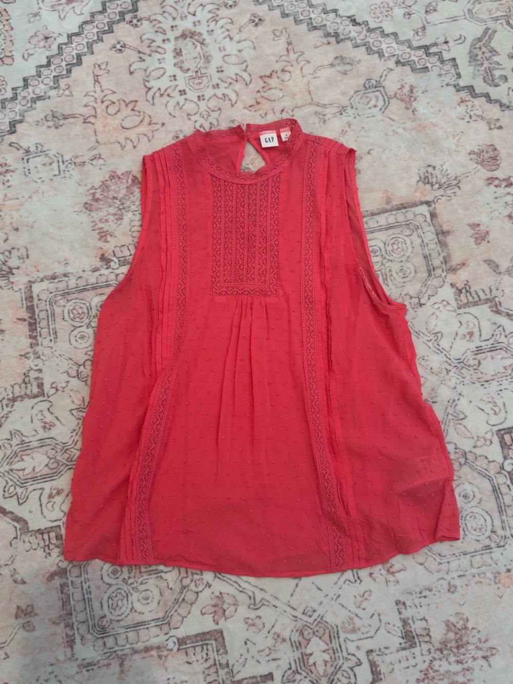 GAP Coral Sleeveless Eyelet Lace Trim Camisole
